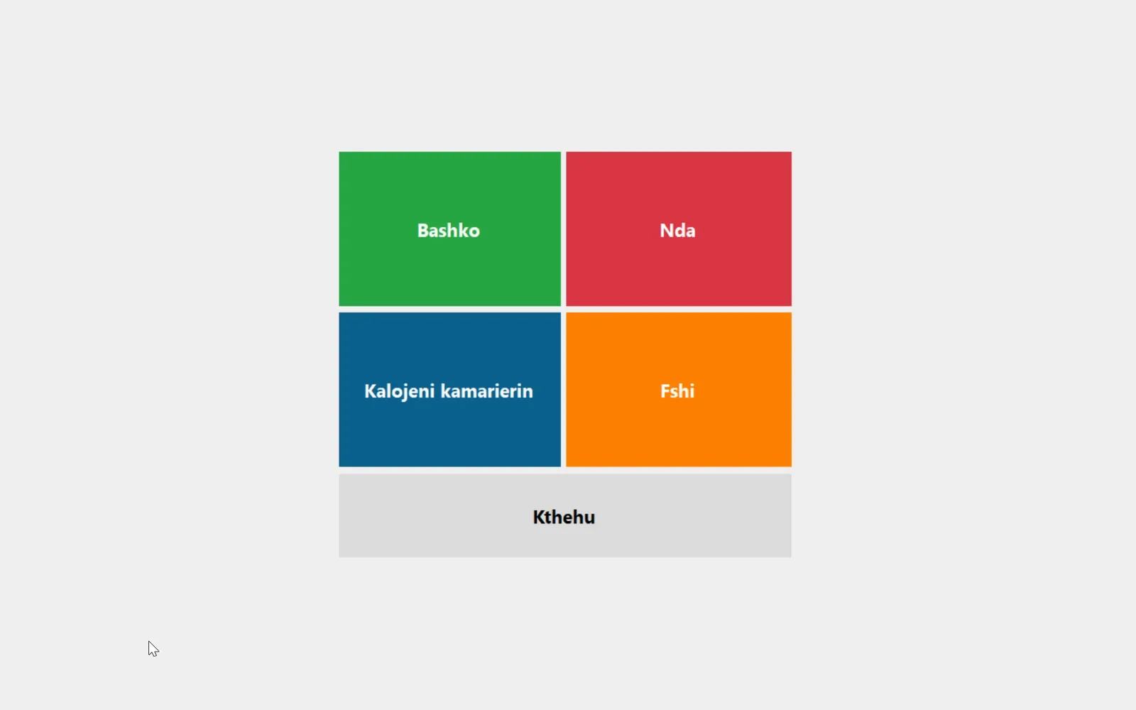 Menyja e tavolinës me butonat Bashko, Nda, Kalojeni kamarierin, Fshi dhe Kthehu